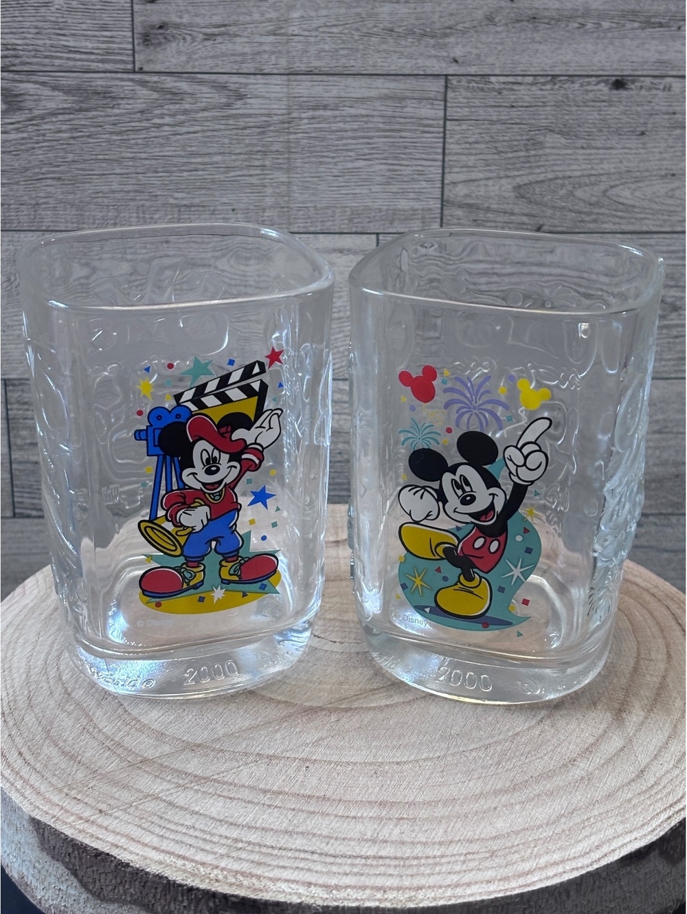 McDonald's Walt Disney World 2000 Celebration Mickey Mouse Glass Set of 2 Y2K